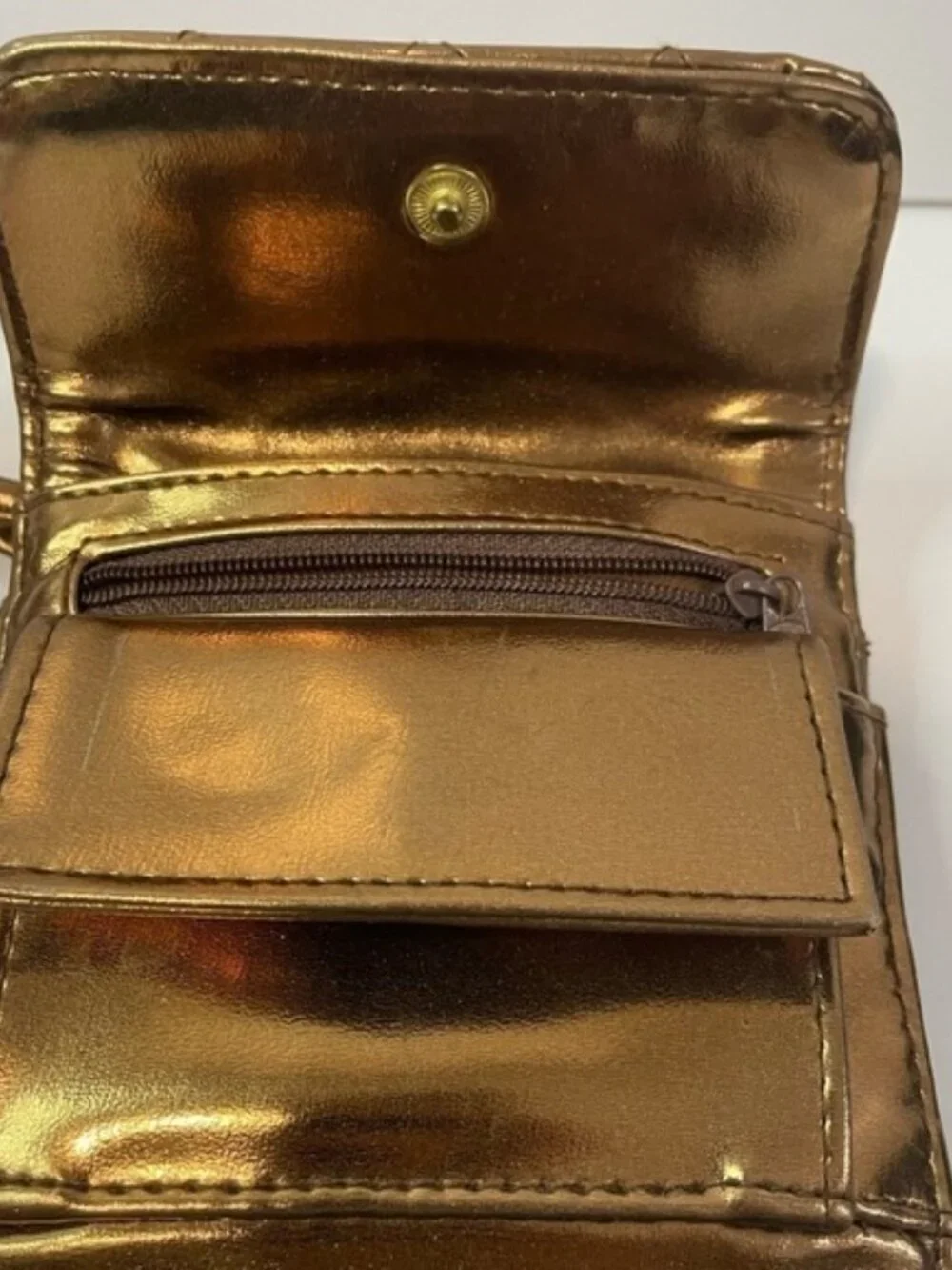 Tri-Fold Rose Gold Quilted Wallet / Crossbody  Mini Purse